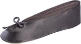 Women'S Satin Ballerina Slippers with Soft Tie Bow and Suede Sole